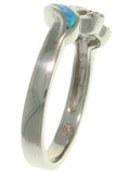 Jewelry Trends Created Blue Opal Linked Hearts Sterling Silver Ring with CZ Whole Sizes 5 - 10