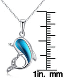 Jewelry Trends Sterling Silver Sea Blue Dolphin Pendant with CZ Crystals on 18 Inch Box Chain Necklace