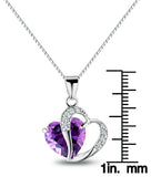 Jewelry Trends Sterling Silver Double Heart Pendant with Purple and Clear CZ Crystals on Box Chain Necklace Gift