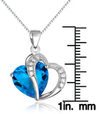 Jewelry Trends Sterling Silver Double Heart Pendant with Blue and Clear CZ Crystals on Box Chain Necklace Jewelry
