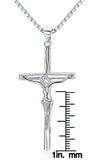 Jewelry Trends Sterling Silver Jesus on Cross Pendant of Crucifix on 18 Inch Box Chain Necklace