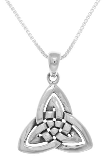 Jewelry Trends Sterling Silver Celtic Trinity Knot Weave Pendant on 18 Inch Box Chain Necklace