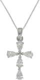 Jewelry Trends Sterling Silver CZ Cross Pendant with Sparkling Cubic Zirconia Crystals on Box Chain Necklace
