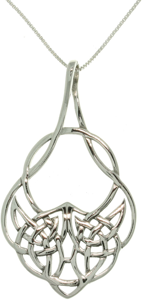 Jewelry Trends Sterling Silver Celtic Teardrop Knot Pendant with 18 Inch Box Chain Necklace