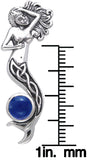 Jewelry Trends Sterling Silver Celtic Sea Mermaid Pendant with Ocean Blue Glass Orb on 18 Inch Box Chain Necklace