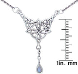 Jewelry Trends Sterling Silver Moonstone Celtic Luck Knot Pendant on 18 Inch Link Chain Necklace