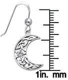 Jewelry Trends Sterling Silver Celtic Crescent Moon and Star Dangle Earrings