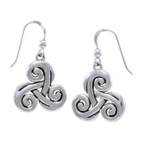 Jewelry Trends Sterling Silver Celtic Spiral Triskele Trinity Knot Dangle Earrings