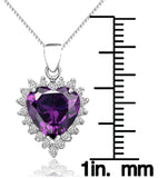Jewelry Trends Sterling Silver Created Amethyst and CZ Heart Pendant on Box Chain Necklace Gift