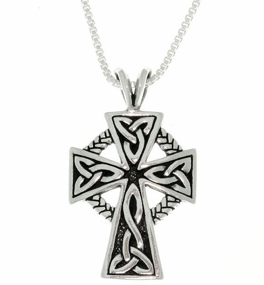 Jewelry Trends Pewter Five Cross Pendant with 18 Inch Black Leather Co