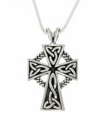 Jewelry Trends Sterling Silver Celtic Cross Trinity Knot Pendant with Circle of Life on 18" Box Chain Necklace