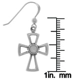 Jewelry Trends Sterling Silver and Mother of Pearl Celtic Cross Dangle Earrings