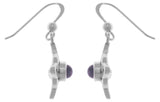 Jewelry Trends Sterling Silver Celtic Quaternary Luck Knot Dangle Earrings with Purple Amethyst Stones