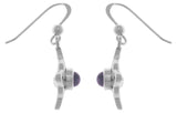 Jewelry Trends Sterling Silver Celtic Quaternary Luck Knot Dangle Earrings with Purple Amethyst Stones