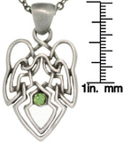 Jewelry Trends Pewter Green Crystal Rhinestone Celtic Knot Angel Pendant with 23 Inch Chain Necklace
