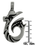 Jewelry Trends Pewter Tribal Wave Hook Pendant on Black Leather Necklace
