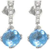 Jewelry Trends Sterling Silver Sky Blue Cubic Zirconia Drop Earrings