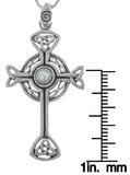 Jewelry Trends Sterling Silver Celtic Trinity Circle of Life Cross Pendant with Moonstone on 18 Inch Chain Necklace