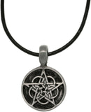 Jewelry Trends Pewter Unisex Black Enamel Celtic Star Pendant with 18 Inch Black Leather Cord Necklace