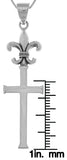 Jewelry Trends Sterling Silver Long Fleur De Lis Topped Cross Pendant on 18 Inch Box Chain Necklace