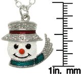 Jewelry Trends Pewter Enamel Frosted Snowman Charm with 18 Inch Chain Necklace