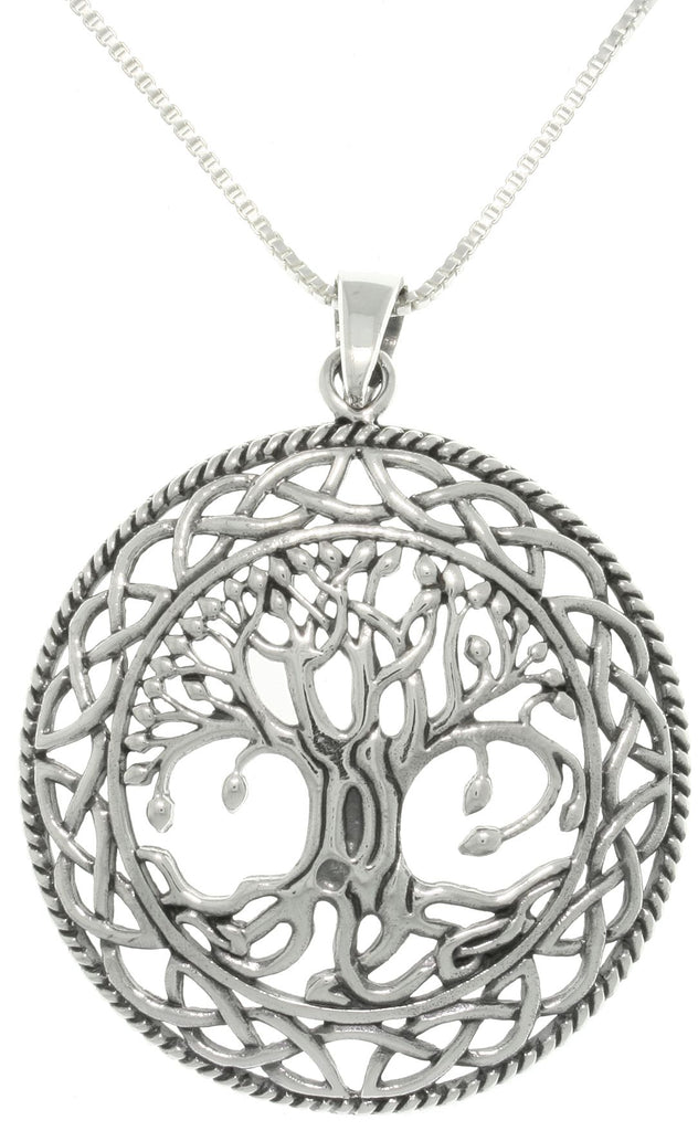 Jewelry Trends Sterling Silver Celtic Tree of Life Pendant with 18 Inch Box Chain Necklace