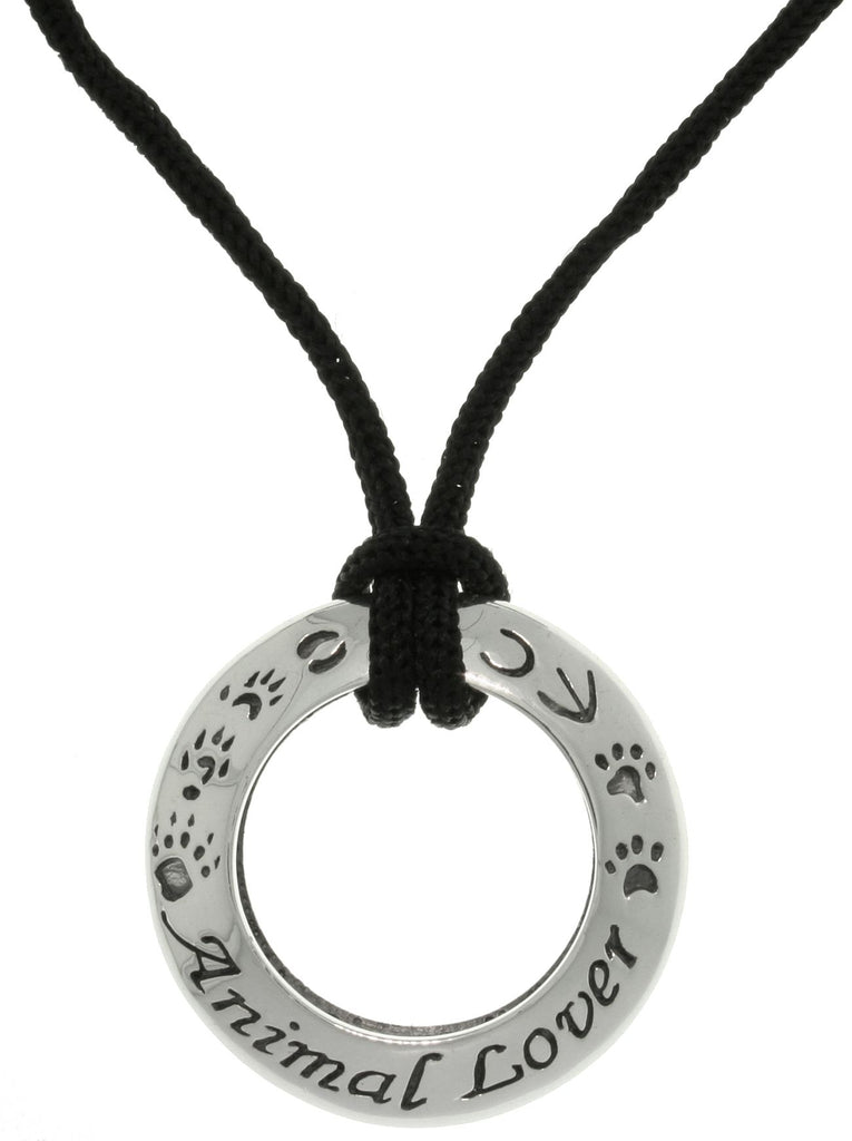 Jewelry Trends Sterling Silver Animal Lover Ring Pendant with Black Cord Necklace