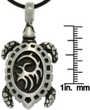 Jewelry Trends Pewter Turtle with Tribal Shell Pendant on 18 Inch Black Leather Cord Necklace