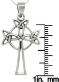 Jewelry Trends Sterling Silver Trinity Knot Celtic Cross Pendant with 18 Inch Chain Necklace Religious Jewelry