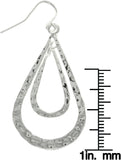 Jewelry Trends Silvertone Pewter Double Teardrop Long Textured Dangle Earrings