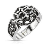 Jewelry Trends Stainless Steel Ring with Fleur De Lis Round Shield Whole Sizes 9 - 11 - 9