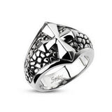 Jewelry Trends Stainless Steel Band Ring with Raised Cross On Snake Skin Print Whole Sizes 9 - 13 - 9