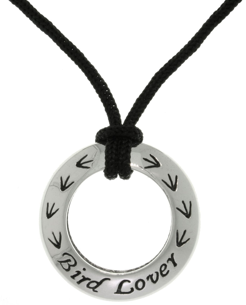 Jewelry Trends Sterling Silver Bird Lover Ring Pendant with Black Cord Necklace