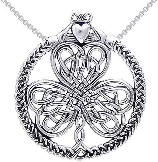 Upside Down Heart Claddagh Pendant