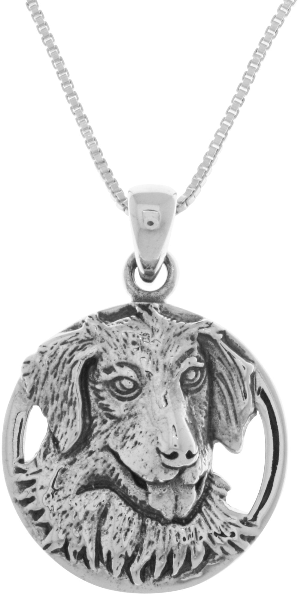 Jewelry Trends Sterling Silver Golden Retriever Canine Dog Pendant on 18 Inch Box Chain Necklace