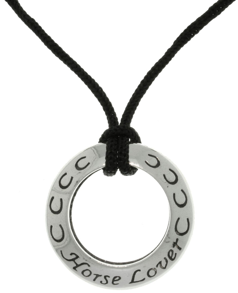 Jewelry Trends Sterling Silver Horse Lover Ring Pendant on Black Cord Necklace