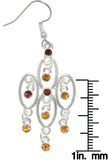Jewelry Trends Silver Plated Pewter Chandelier Dangle Earrings with Earth Tone Glass Rhinestones