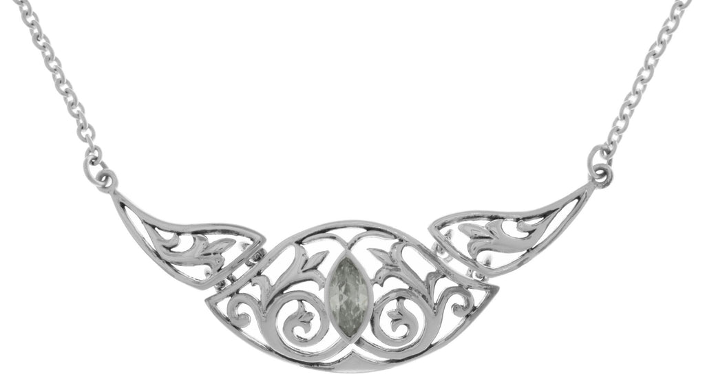 Jewelry Trends Silver Plated Bronze Triple Celtic Floral Knotwork Pendant with CZ on Link Chain Necklace