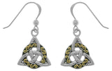 Jewelry Trends Sterling Silver and Gold-Plated Celtic Triquetra Trinity Knot Dangle Earrings