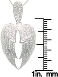Jewelry Trends Sterling Silver Pave Cubic Zirconia Angel Wings Pendant Necklace