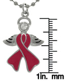 Jewelry Trends Silver-Finished Pewter Awareness Angel with Pink Ribbon on Steel Ball Chain Necklace