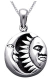 Jewelry Trends Sterling Silver Celestial Sun Moon Pendant with Black Onyx on 18 Inch Box Chain Necklace