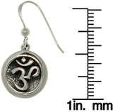 Jewelry Trends Sterling Silver Om Meditation Round Dangle Earrings