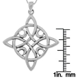 Jewelry Trends Sterling Silver Celtic Quaternary Moon Luck Knot Pendant on 18 Inch Box Chain Necklace