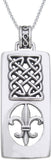 Jewelry Trends Sterling Silver Fleur De Lis Celtic Knot Pendant on Box Chain Necklace