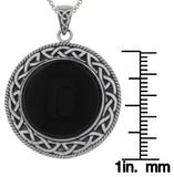 Jewelry Trends Sterling Silver and Black Onyx Celtic Knotwork Pendant on 18 Inch Box Chain Necklace