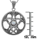 Jewelry Trends Sterling Silver Celtic Triple Crescent Moon and Star Pendant with Moonstone on 18 Inch Chain Necklace