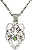 Jewelry Trends Pewter Green Crystal Rhinestone Celtic Knot Angel Pendant with 23 Inch Chain Necklace