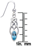 Jewelry Trends Sterling Silver Celtic Linear Knot Work Dangle Earrings with Blue Topaz