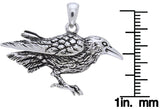 Jewelry Trends Sterling Silver Raven Bird Pendant on 18 Inch Box Chain Necklace
